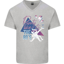 Cat Purrty Like It's the 80's Mens V-Neck Cotton T-Shirt Sports Grey