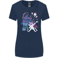 Cat Purrty Like It's the 80's Womens Wider Cut T-Shirt Navy Blue