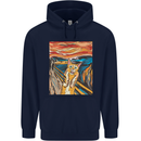 Cat Scream Painting Parody Childrens Kids Hoodie Navy Blue