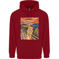 Cat Scream Painting Parody Childrens Kids Hoodie Red