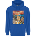 Cat Scream Painting Parody Childrens Kids Hoodie Royal Blue