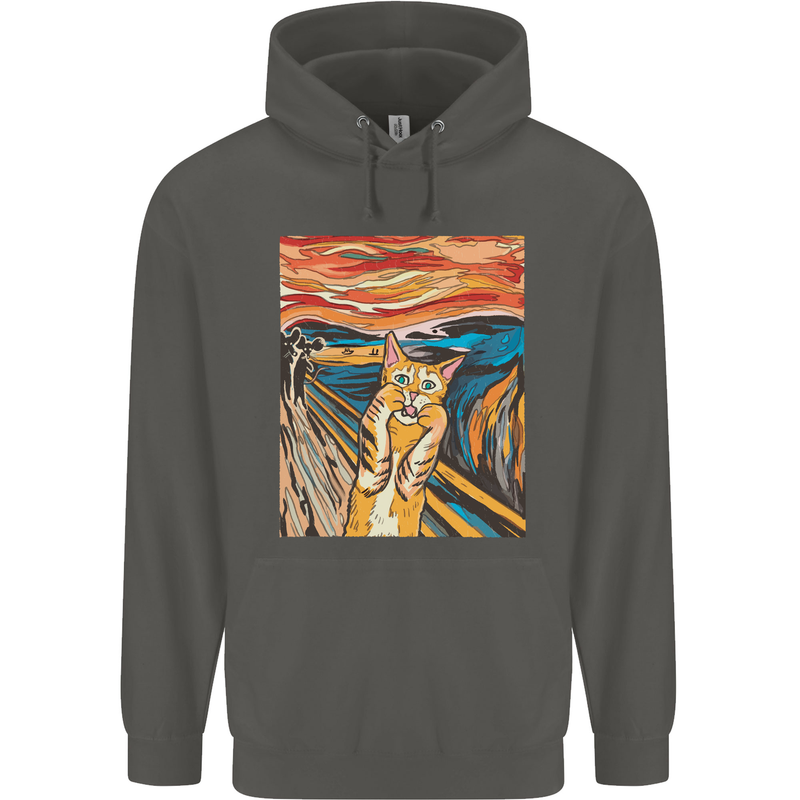 Cat Scream Painting Parody Childrens Kids Hoodie Storm Grey