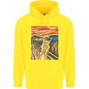 Cat Scream Painting Parody Childrens Kids Hoodie Yellow