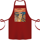 Cat Scream Painting Parody Cotton Apron 100% Organic Maroon