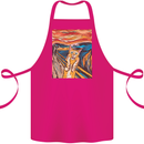 Cat Scream Painting Parody Cotton Apron 100% Organic Pink