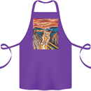 Cat Scream Painting Parody Cotton Apron 100% Organic Purple