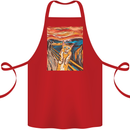 Cat Scream Painting Parody Cotton Apron 100% Organic Red