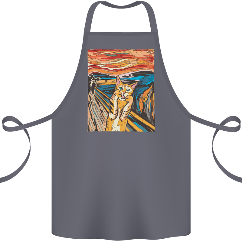 Cat Scream Painting Parody Cotton Apron 100% Organic Steel