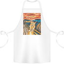 Cat Scream Painting Parody Cotton Apron 100% Organic White
