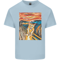 Cat Scream Painting Parody Kids T-Shirt Childrens Light Blue