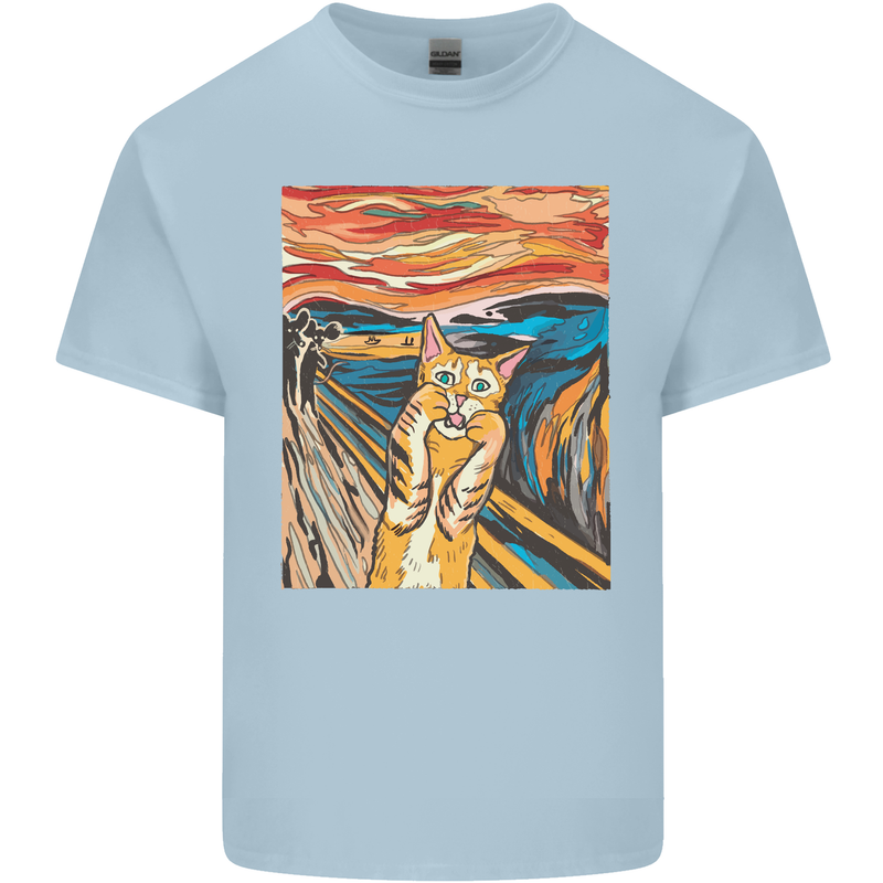 Cat Scream Painting Parody Kids T-Shirt Childrens Light Blue