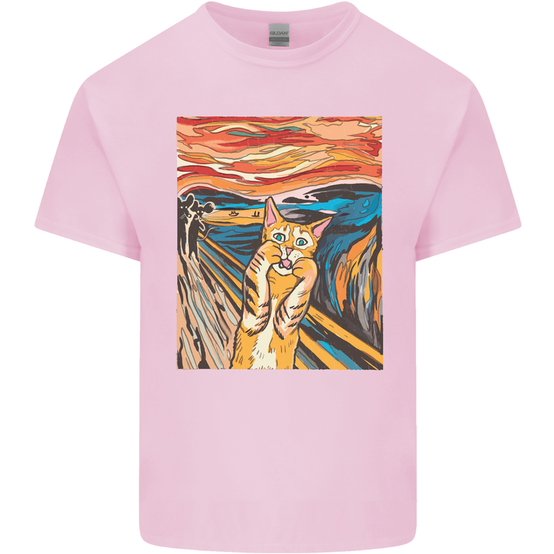 Cat Scream Painting Parody Kids T-Shirt Childrens Light Pink