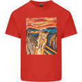 Cat Scream Painting Parody Kids T-Shirt Childrens Red