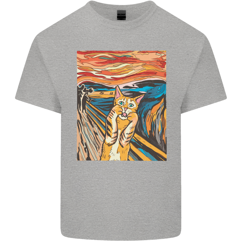 Cat Scream Painting Parody Kids T-Shirt Childrens Sports Grey