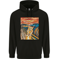 Cat Scream Painting Parody Mens 80% Cotton Hoodie Black