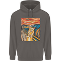 Cat Scream Painting Parody Mens 80% Cotton Hoodie Charcoal