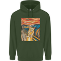 Cat Scream Painting Parody Mens 80% Cotton Hoodie Forest Green