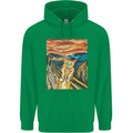 Cat Scream Painting Parody Mens 80% Cotton Hoodie Irish Green
