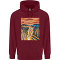 Cat Scream Painting Parody Mens 80% Cotton Hoodie Maroon