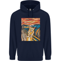 Cat Scream Painting Parody Mens 80% Cotton Hoodie Navy Blue
