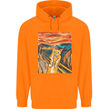 Cat Scream Painting Parody Mens 80% Cotton Hoodie Orange