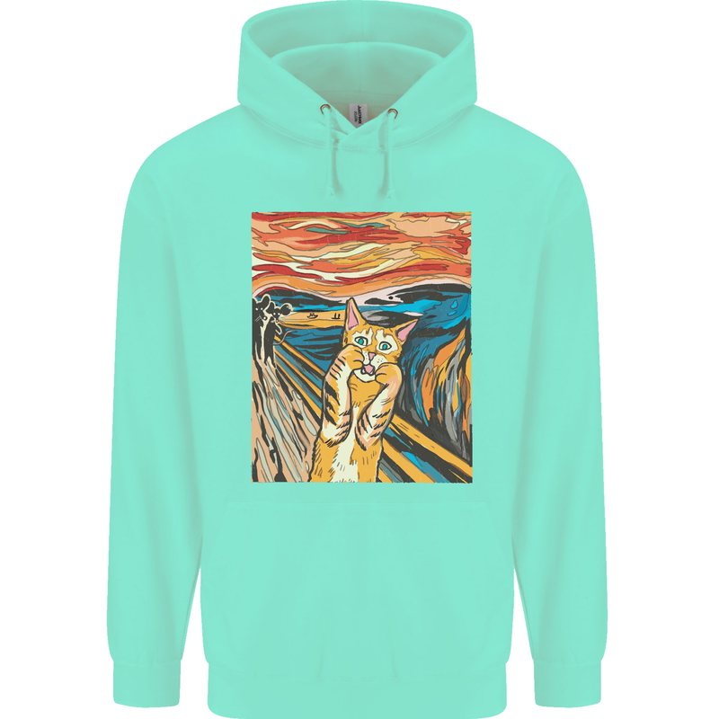 Cat Scream Painting Parody Mens 80% Cotton Hoodie Peppermint