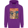 Cat Scream Painting Parody Mens 80% Cotton Hoodie Purple