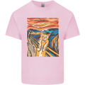Cat Scream Painting Parody Mens Cotton T-Shirt Tee Top Light Pink
