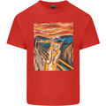 Cat Scream Painting Parody Mens Cotton T-Shirt Tee Top Red