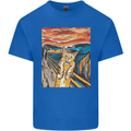 Cat Scream Painting Parody Mens Cotton T-Shirt Tee Top Royal Blue