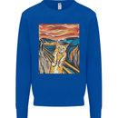 Cat Scream Painting Parody Mens Sweatshirt Jumper Royal Blue