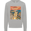 Cat Scream Painting Parody Mens Sweatshirt Jumper Sports Grey