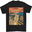 Cat Scream Painting Parody Mens T-Shirt Cotton Gildan Black