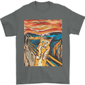 Cat Scream Painting Parody Mens T-Shirt Cotton Gildan Charcoal