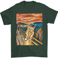 Cat Scream Painting Parody Mens T-Shirt Cotton Gildan Forest Green
