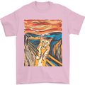 Cat Scream Painting Parody Mens T-Shirt Cotton Gildan Light Pink