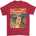 Cat Scream Painting Parody Mens T-Shirt Cotton Gildan Red