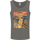 Cat Scream Painting Parody Mens Vest Tank Top Charcoal