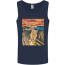 Cat Scream Painting Parody Mens Vest Tank Top Navy Blue