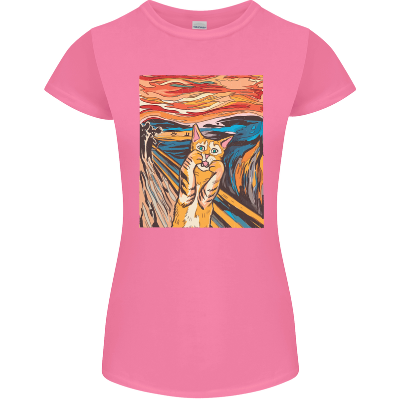 Cat Scream Painting Parody Womens Petite Cut T-Shirt Azalea