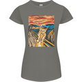 Cat Scream Painting Parody Womens Petite Cut T-Shirt Charcoal