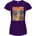 Cat Scream Painting Parody Womens Petite Cut T-Shirt Purple