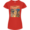 Cat Scream Painting Parody Womens Petite Cut T-Shirt Red