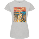Cat Scream Painting Parody Womens Petite Cut T-Shirt Sports Grey