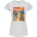 Cat Scream Painting Parody Womens Petite Cut T-Shirt White