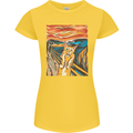 Cat Scream Painting Parody Womens Petite Cut T-Shirt Yellow