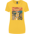 Cat Scream Painting Parody Womens Wider Cut T-Shirt Yellow