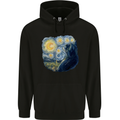 Cat Vangogh Funny Feline Painting Childrens Kids Hoodie Black