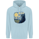 Cat Vangogh Funny Feline Painting Childrens Kids Hoodie Light Blue