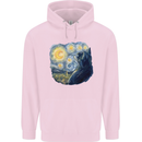 Cat Vangogh Funny Feline Painting Childrens Kids Hoodie Light Pink